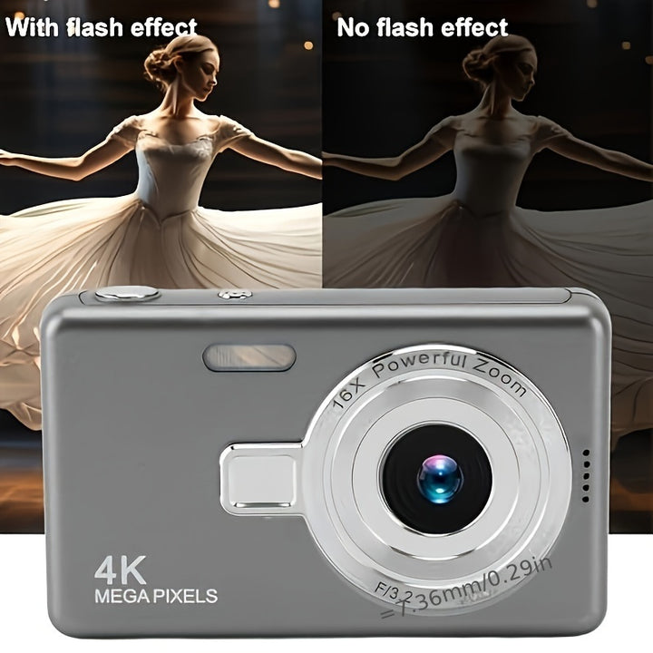 A Portable Student Camera With Auto-focus, FHD 1080P Resolution, 12 Million Pixels, 16x Digital Zoom, And A 2.4-inch TFT Screen.