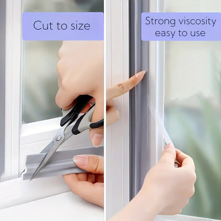 1 roll of weather protection self-adhesive window sealing strip - plastic waterproof, windproof and windproof strip, sound insulation tape, used for windproof, dustproof, rainproof and noise reduction, 472 inches