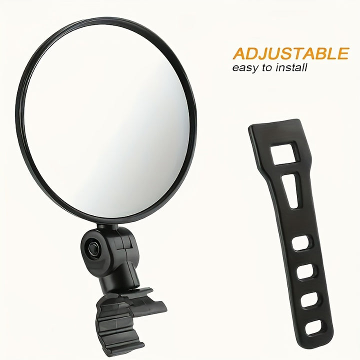 2pcs Adjustable & Rotatable Bike Rearview Mirrors - Enhance Road Safety, Fit, Black PVC