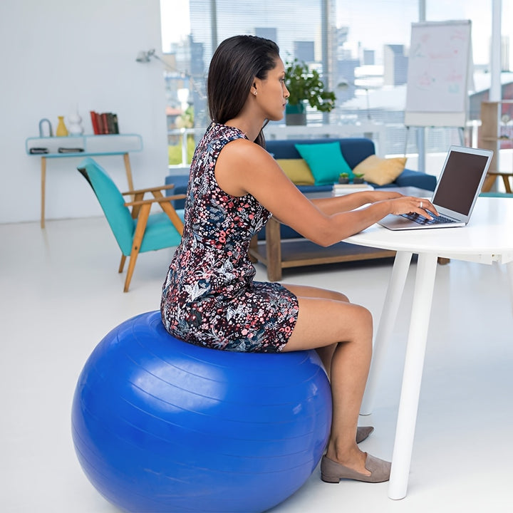 Exercise Yoga Ball For Workout Pilates Stability - Anti-Burst And Slip Resistant For Physical Therapy, Birthing, Stretching & Core Workout, Office Ball Chair, Flexible Seating, Home Gym