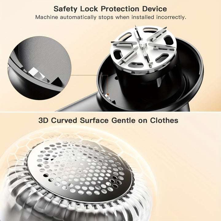 Cozy Clean, ColdSky Rechargeable Fabric Shaver with Digital Display, 6-Leaf Blades & Safety Lock, 3-Speed Adjustable Lint Remover for Clothes, Furniture & Blankets, USB Charging, Ergonomic Grip, Lint Remover Fabric Shaver