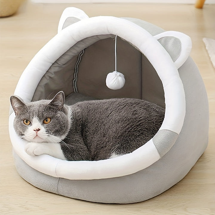 [Warm Cat Cave Bed Cozy] Cozy Cartoon Cat Cave Bed - Keep Your Kitten Warm And Snug In This Cute Pet House! Christmas Gift