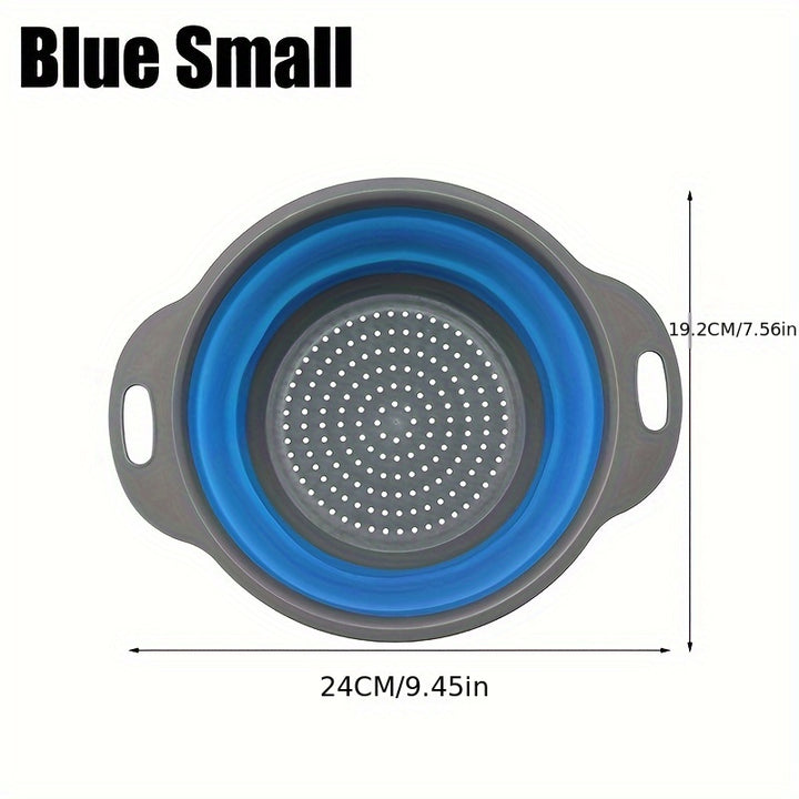 Silicone Kitchen Drain Basket Set - 1/2 Set, Collapsible, Round Funnel, 1 Large & 1 Small, Ideal for Draining Pasta, Veggies & Fruits