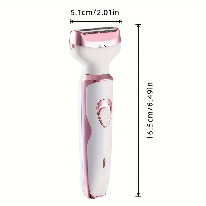 USB Rechargeable 4-in-1 Electric Razor Kit - Painless Shaver for Face, Nose, Legs & Bikini Area - Wet/Dry Use, Portable with 500mAh Lithium Battery