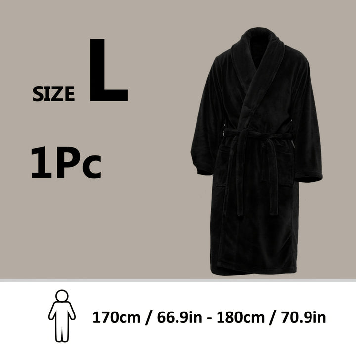 Unisex Extra Warm Coral Fleece Bathrobe Mens and Women Adult Robes for Your Bathroom Bedroom Shawl Collar Robes