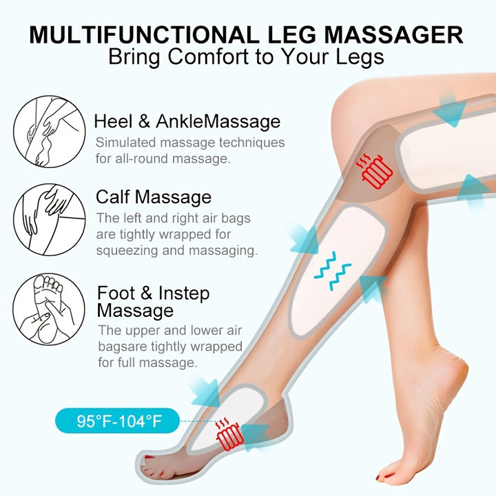 SEJOY Massaggiatore per Gambe ad Aria per una Circolazione e Relax Migliorati - Controllo Manuale con 3 Intensità, 2 Modalità, Avvolgimento Regolabile che Si Adatta alla Maggior Parte delle Taglie, Include 2 Estensioni - Regalo Perfetto per Uomini e Donne