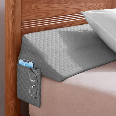 [Hexagon Bed Pillow] Machine Washable Hexagon Pattern Bed Wedge Pillow - Gap Filler for Mattresses & Headboards, Removable Cover, Gray, 200-250g/sq.m, Backrest Support for Sleeping