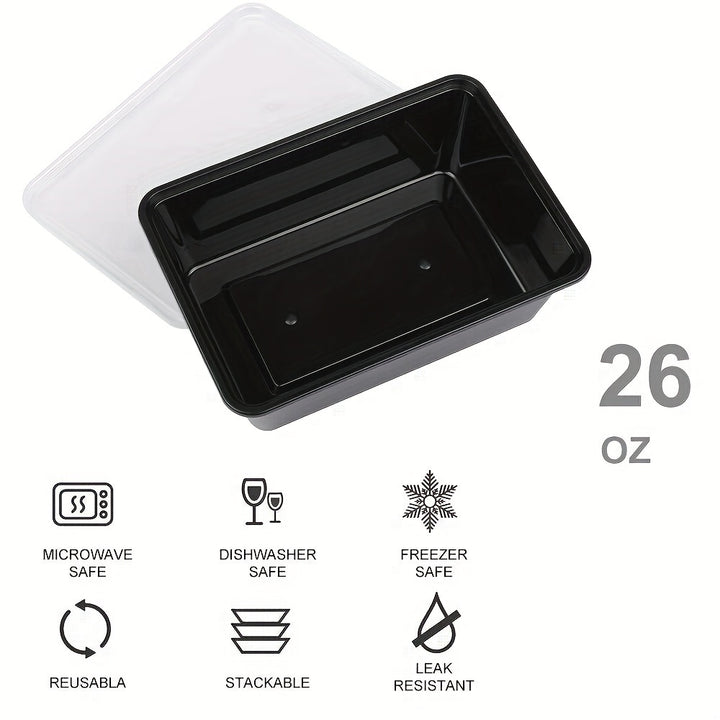 10/30/50pcs Meal Prep Containers, 26 OZ Microwavable Reusable Food Containers with Lids for Food Prepping, Disposable Lunch Boxes, BPA Free Plastic Food Boxes- Stackable, Freezer Dishwasher Healthy