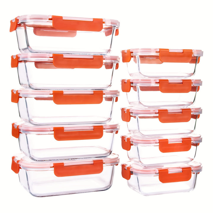 2/10pcs Glass Meal Prep Containers Set, Food Storage Containers with Airtight Lids, Glass Lunch Boxes for Home Kitchen Office Lunch