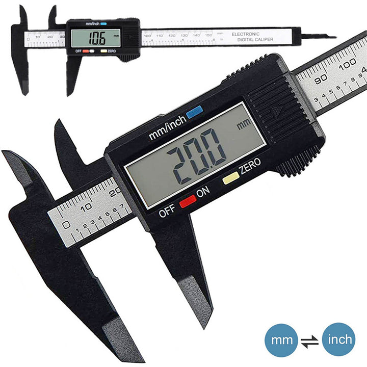 150mm Digital Caliper, Carbon Fiber Electronic Vernier Caliper Gauge Micrometer Measuring Tool Digital Ruler 100mm