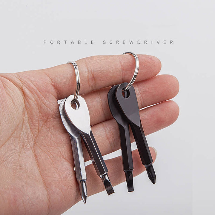 2pcs Mini Screwdriver Keychain - Compact Metal Tool for Everyday Use, No Electricity Needed