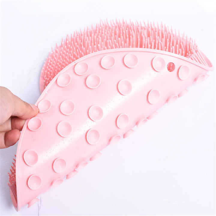 Dual-Texture Exfoliating 1pc Pink Scrubber Pad - Foot & Back, 11.8" - Non-Electric, Durable Plastic/Rubber, Ideal for Bathroom/Kitchen/Outdoor - Enhances Soap Suds Lathering