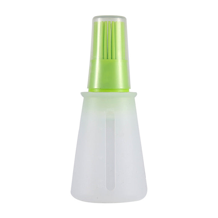 1pc Portable Silicone Oil Bottle With Brush Grill Oil Brushes Pastry Plastic Kitchen Oil Bottle Outdoor Baking BBQ Brush