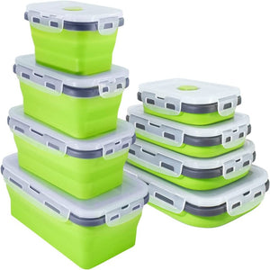 Microwaveable BPA Free Collapsible Silicone Food Storage Container - Stackable Space Saving | Freezer, Dishwasher Safe | Collapsible Leftover or Meal Prep Lunch Box Containers