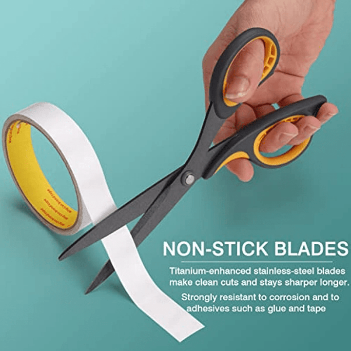 Teflon-Coated Scissors That Won'T Stick, Suitable for Home And Office Use, Rust-Free Shears Ideal for Kitchen Tasks, And Comfortable Grip Scissors for Arts, Crafts, And DIY Projects in Classrooms.