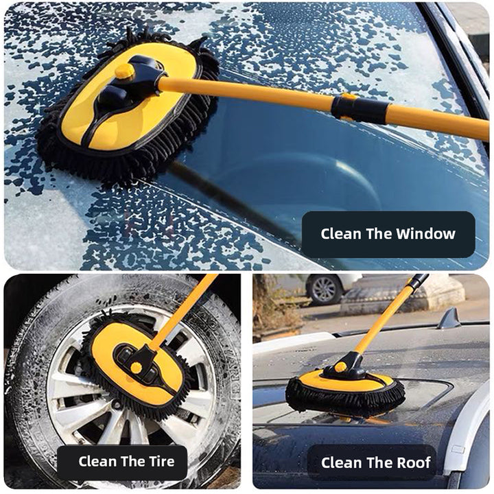 Car Cleaning Brush Car Wash Brush Telescoping Long Handle Cleaning Mop Chenille Broom Auto Accessories Microfiber Adjustable Length Car Clean Brush