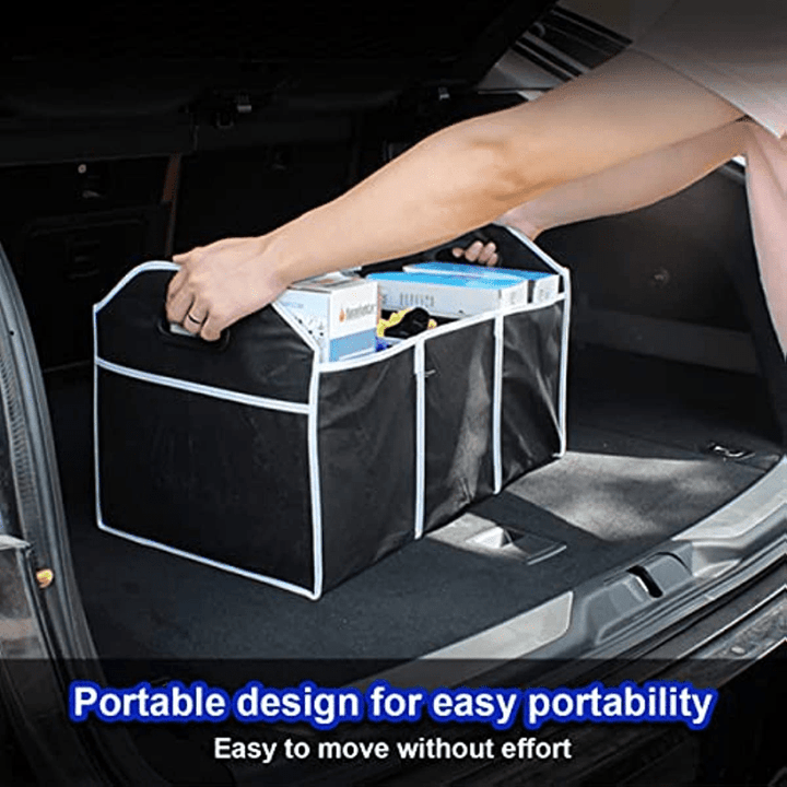 [1pc Portable Waterproof Organizer] 1pc Universal Car Trunk Organizer, Portable Foldable Waterproof Auto Storage Bag With 3 Compartments, For SUV, Truck, Van, Sedan Christmas Gift