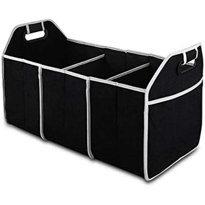 1pc Universal Car Trunk Organizer, Portable Foldable Waterproof Auto Storage Bag With 3 Compartments, For SUV, Truck, Van, Sedan Christmas Gift