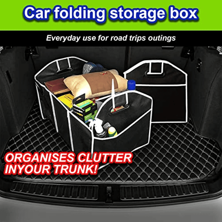 [1pc Portable Waterproof Organizer] 1pc Universal Car Trunk Organizer, Portable Foldable Waterproof Auto Storage Bag With 3 Compartments, For SUV, Truck, Van, Sedan Christmas Gift