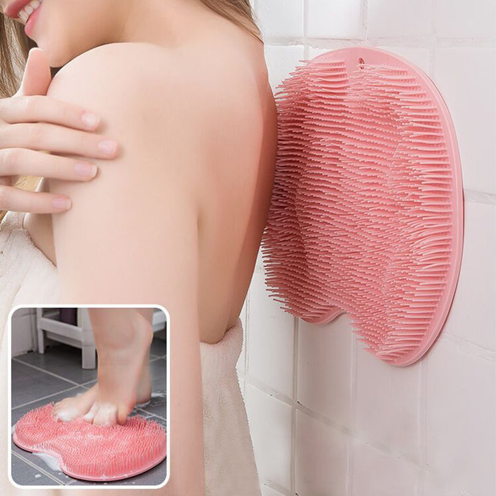 Back Wash Brush With Suckers Bathroom Body Massage Pad Back Massage Mat Scrubber Back Bath Brush Anti-Slip Clean Dead Skin