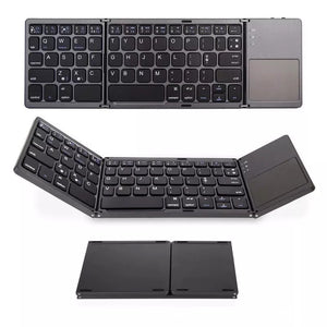 Ultra-thin Wireless Foldable Keyboard - Bi-fold/Three Fold Portable Keyboard for Three Systems Universal Office Silent