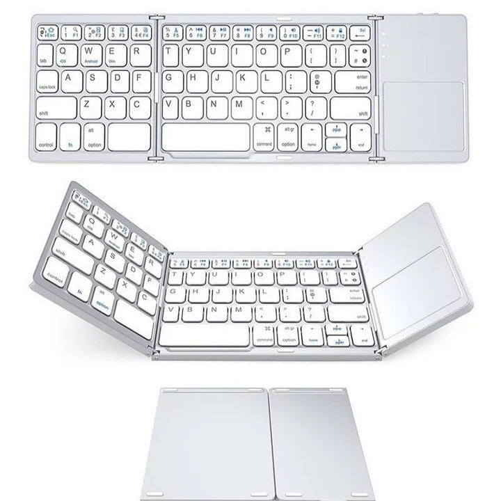 Ultra-thin Wireless Foldable Keyboard - Bi-fold/Three Fold Portable Keyboard for Three Systems Universal Office Silent