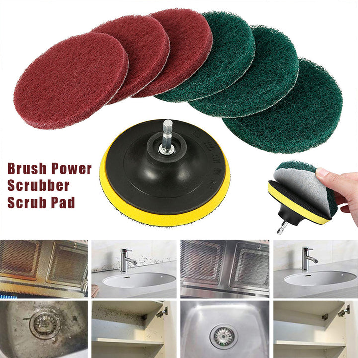 8pcs, Powerful Tile Scrubber Brush for Bathroom, Floor, and Tub Cleaning - Includes Scouring Pads and Cleaning Kit - Essential Apartment and College Dorm Supplies