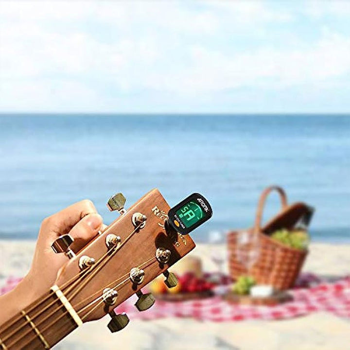 Guitar Tuner, Clip on Tuner for Guitar/Bass/Violin/Ukulele,Auto Power Off/One Button Operation/At-01A