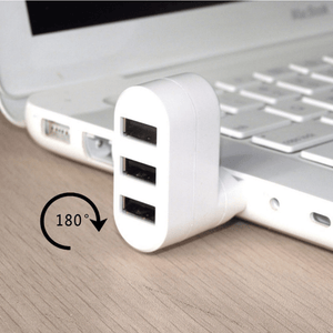 Adaptador Mini Hub USB Rotativo Divisor de 3 Portas de Alta Qualidade para Laptop e PC