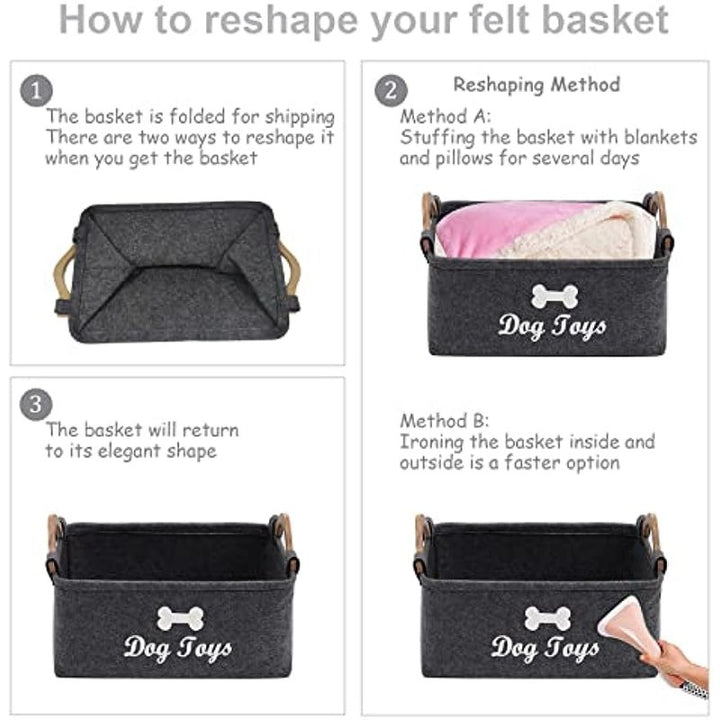 Great for Organizing Felt Pet Toy Storage Box, Dog Toy Box Storage Basket - Dog Toys, Blankets, Leashes, Food, Puppy Clothing Item Storage, Dog Supplies