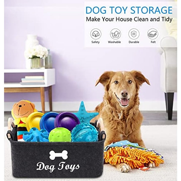 Great for Organizing Felt Pet Toy Storage Box, Dog Toy Box Storage Basket - Dog Toys, Blankets, Leashes, Food, Puppy Clothing Item Storage, Dog Supplies