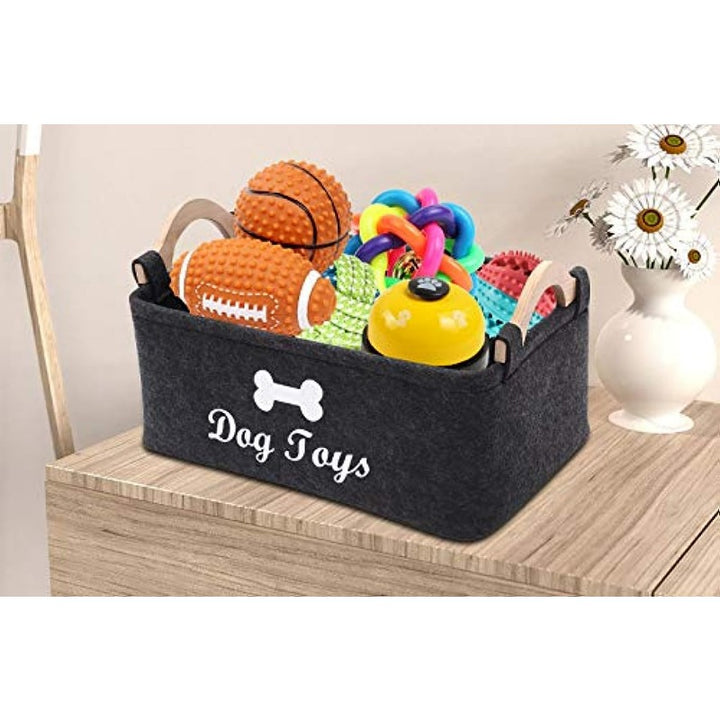 Great for Organizing Felt Pet Toy Storage Box, Dog Toy Box Storage Basket - Dog Toys, Blankets, Leashes, Food, Puppy Clothing Item Storage, Dog Supplies