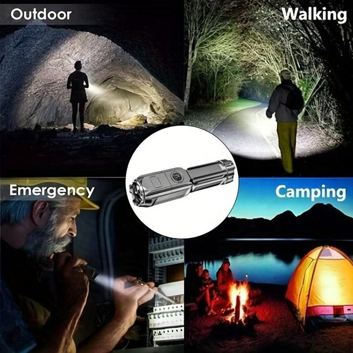 1pc Strong Light Zoom Flashlight Outdoor Multifunctional Portable Household Small Flashlight Telescopic Zoomable Lighting