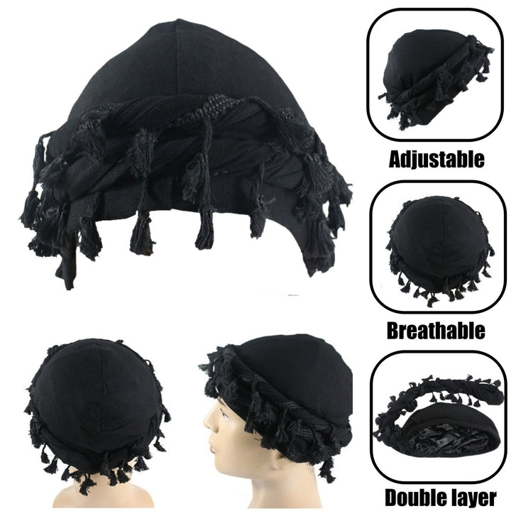 Turban For Men, Vintage Twist Head Wraps Durag With Tassel