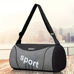 Bolsa deportiva color bloque con patrón simple, bolsa de viaje con gran capacidad y cremallera, bolsa ligera para pernoctar, bolsa unisex moderna para uso diario