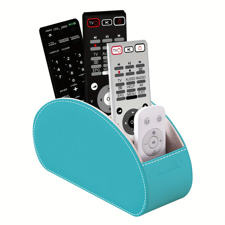 [5 Grid Partition Storage Box] Storage Box For SANQIAWNAN5 Grid Partition PU Remote Control Holder, Multifunctional Desktop Storage Box, Storage For TV Remote Control, Media Equipment Remote Control, Pen Holder, Brush Holder,