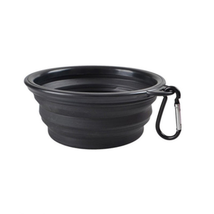 Portable Foldable Pet Bowl with Black Frame, 11.83oz TPR Dog Food Dish for Outdoors