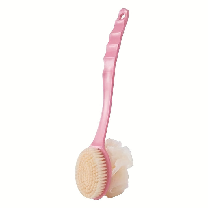 2-in-1 Dual-Headed Bath Brush with Soft Loofah - Perfect for Back Scrubbing, Oil-Free & Battery-Free