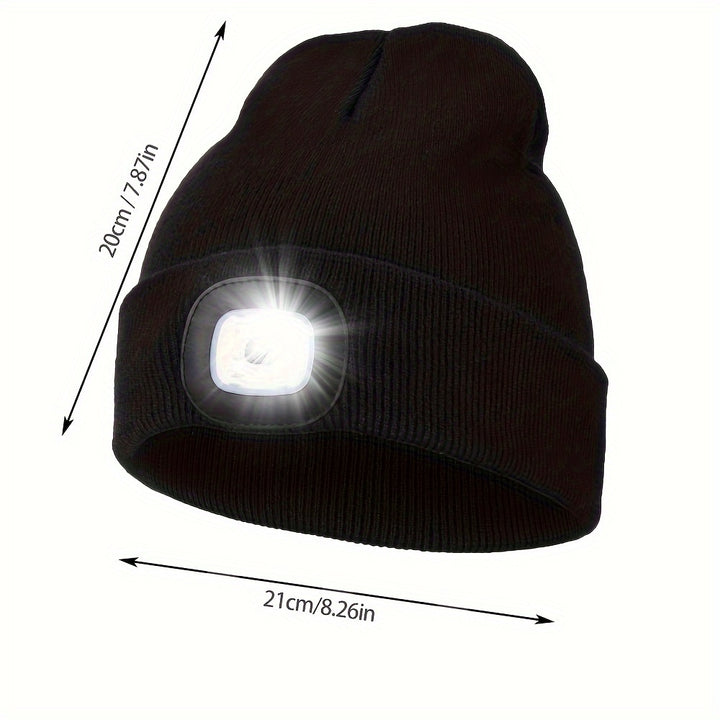 Solid Color Unisex LED Beanie With Light Breathable Headlamp Cap Tie Dye Knit Hats Warm Skull Cap Cuffed Beanies For Night Walking, Fishing, Camping music festival