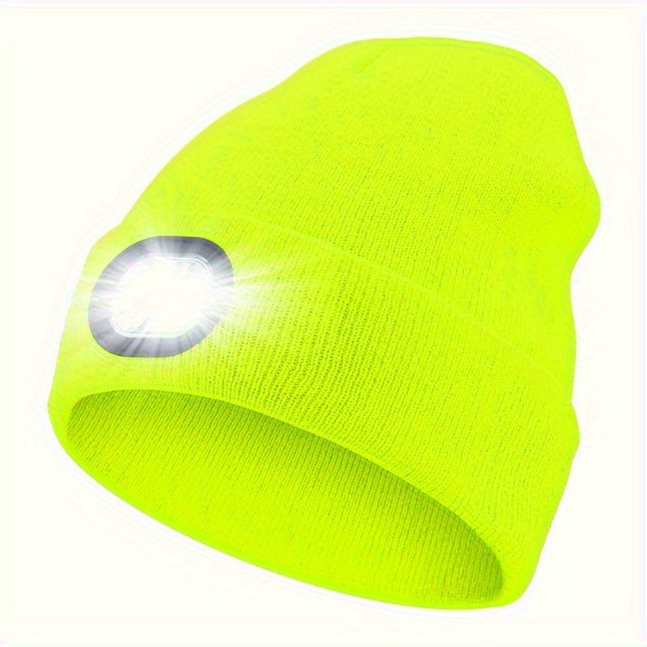 Solid Color Unisex LED Beanie With Light Breathable Headlamp Cap Tie Dye Knit Hats Warm Skull Cap Cuffed Beanies For Night Walking, Fishing, Camping music festival