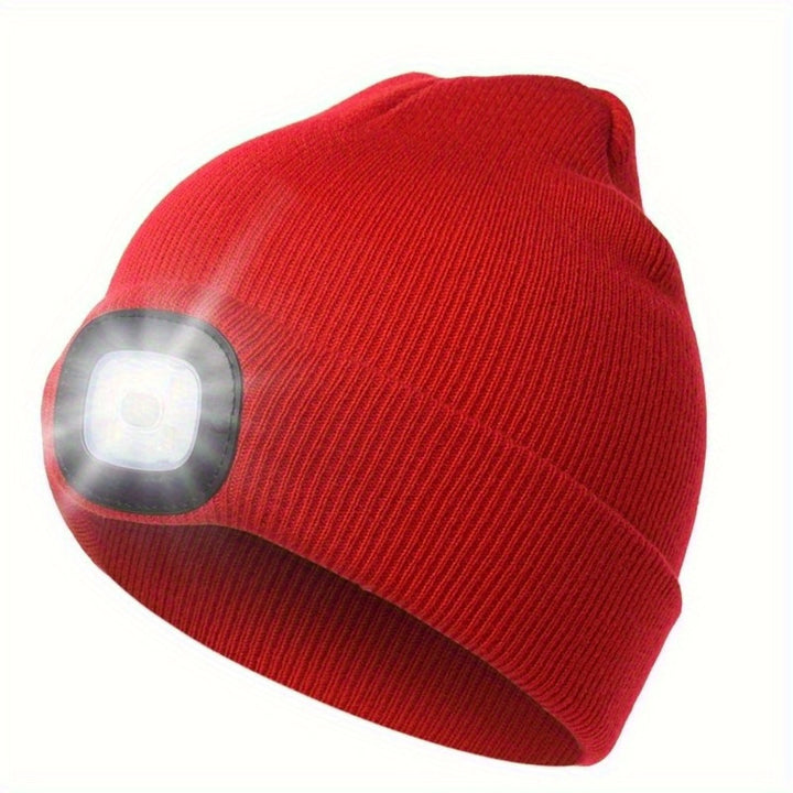 Solid Color Unisex LED Beanie With Light Breathable Headlamp Cap Tie Dye Knit Hats Warm Skull Cap Cuffed Beanies For Night Walking, Fishing, Camping music festival