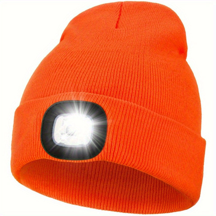 Solid Color Unisex LED Beanie With Light Breathable Headlamp Cap Tie Dye Knit Hats Warm Skull Cap Cuffed Beanies For Night Walking, Fishing, Camping music festival