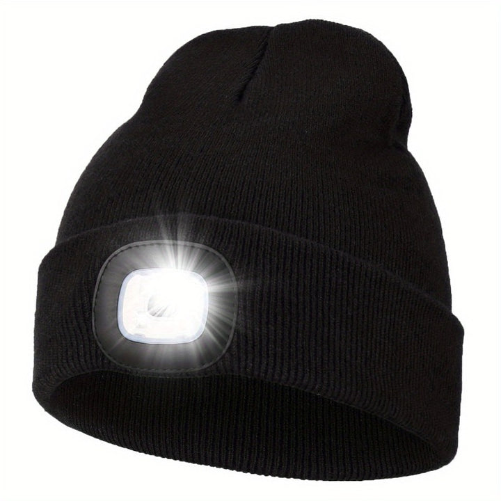 Solid Color Unisex LED Beanie With Light Breathable Headlamp Cap Tie Dye Knit Hats Warm Skull Cap Cuffed Beanies For Night Walking, Fishing, Camping music festival