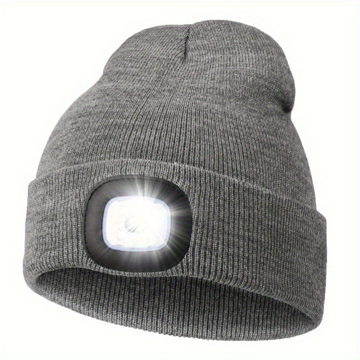 Solid Color Unisex LED Beanie With Light Breathable Headlamp Cap Tie Dye Knit Hats Warm Skull Cap Cuffed Beanies For Night Walking, Fishing, Camping music festival