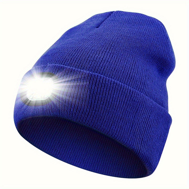 Solid Color Unisex LED Beanie With Light Breathable Headlamp Cap Tie Dye Knit Hats Warm Skull Cap Cuffed Beanies For Night Walking, Fishing, Camping music festival