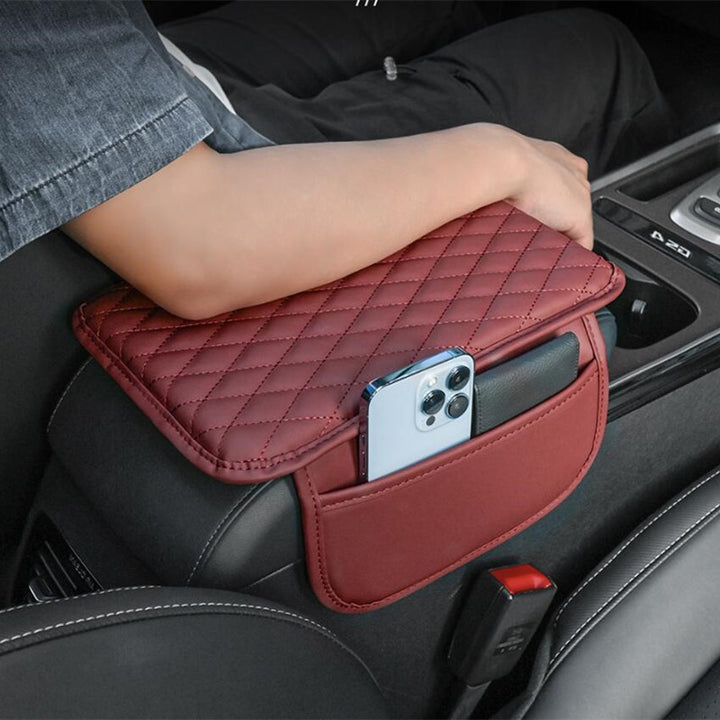 [Car Armrest Box] 1pc Car Armrest Box Heightening Pad With Side Storage Bag - Car Armrest Box Cushion - Universal For Four Seasons Car Interior Decoration Accessories