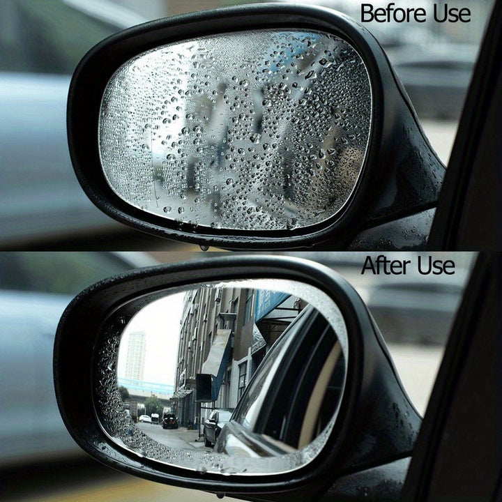 2pcs Anti-Fog Rainproof Car Mirror Film - Waterproof, Clear PET Protective Sticker for Rearview Mirrors