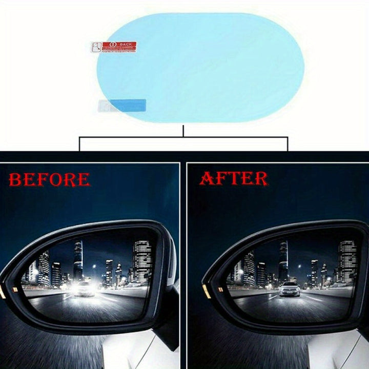 2pcs Anti-Fog Rainproof Car Mirror Film - Waterproof, Clear PET Protective Sticker for Rearview Mirrors