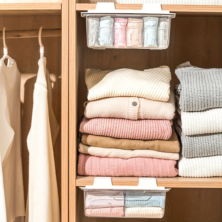 [Durable Organizer] 15-Layer Space-Saving Wall-Mounted Underwear & Socks Organizer | Durable Waterproof Plastic with Transparent Shelves, Lightweight Design for Closet Storage, 11.42x8.66x3.54 Inch