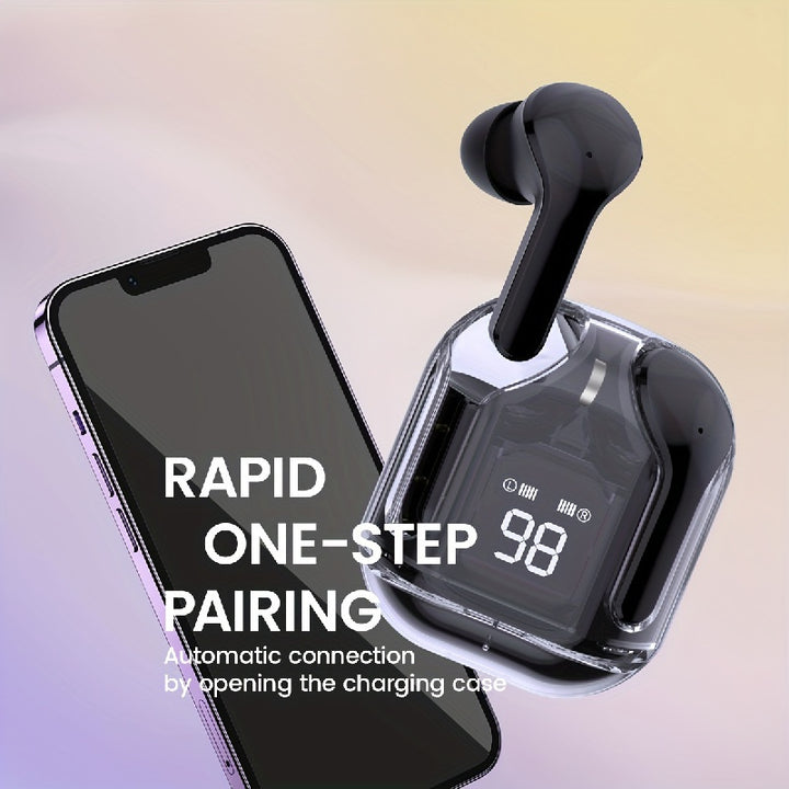 Crystal Clear TWS Earbuds - True Wireless Stereo, Touch Controls, Low Latency & Power, Ergonomic Design for Android & iOS